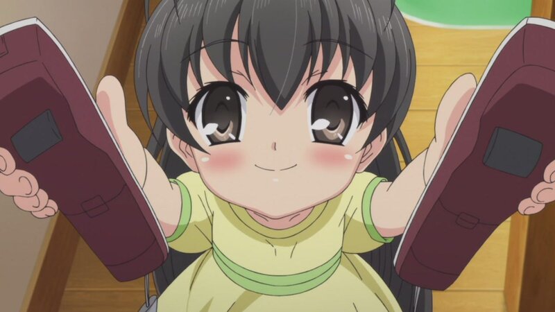 anime girl holding shoes