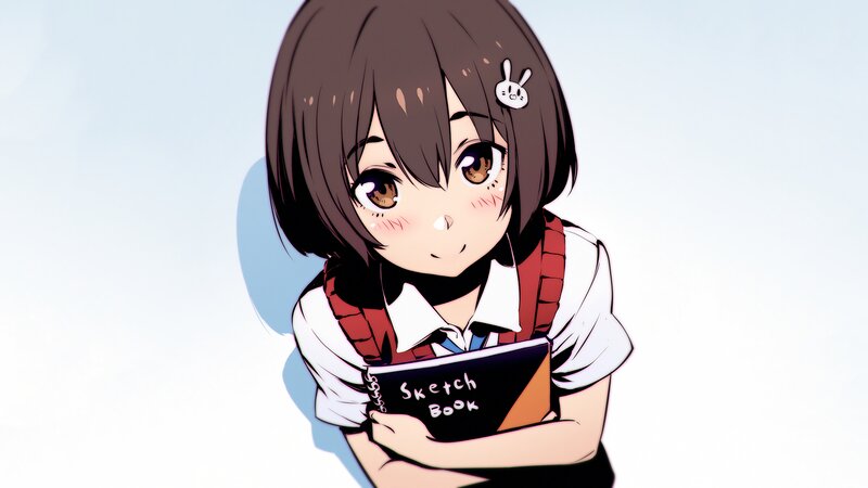 Anime Girl Holding Sketchbook