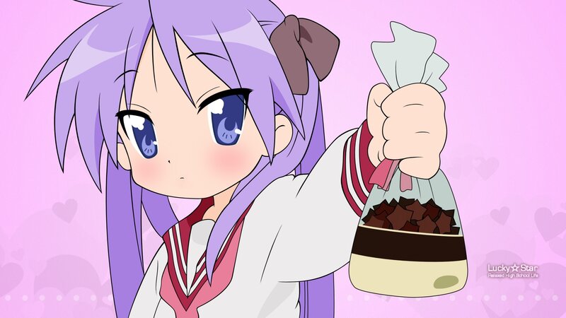 anime girl holding snack bag
