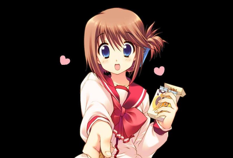 Anime Girl Holding Snack — Brown