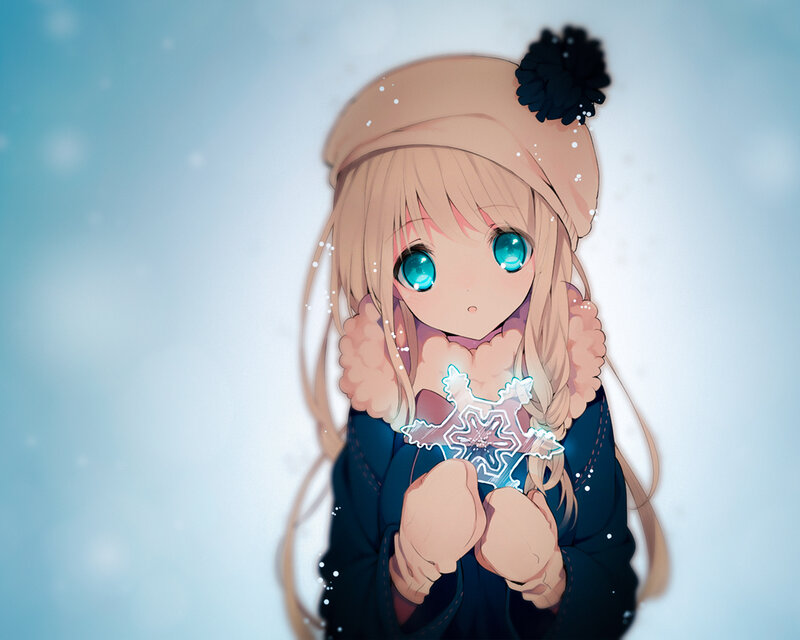 Anime Girl Holding Snowflake
