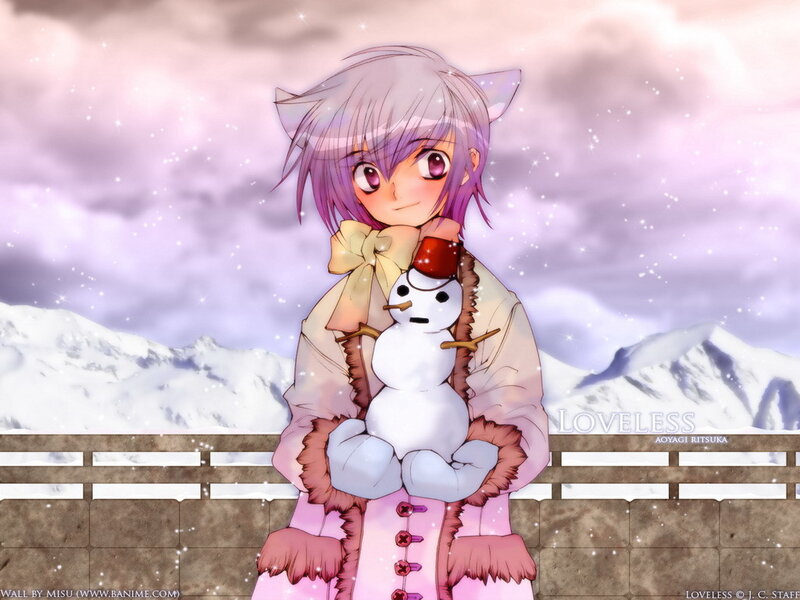 Anime Girl Holding Snowman