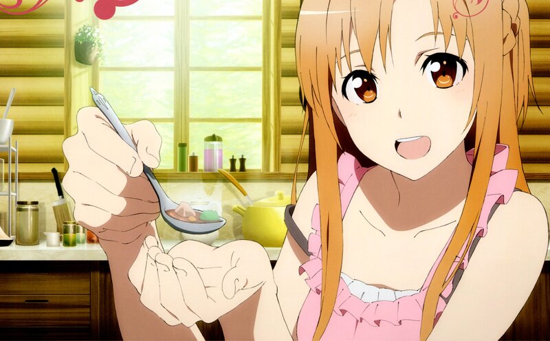 Anime Girl Holding Spoon — Pink
