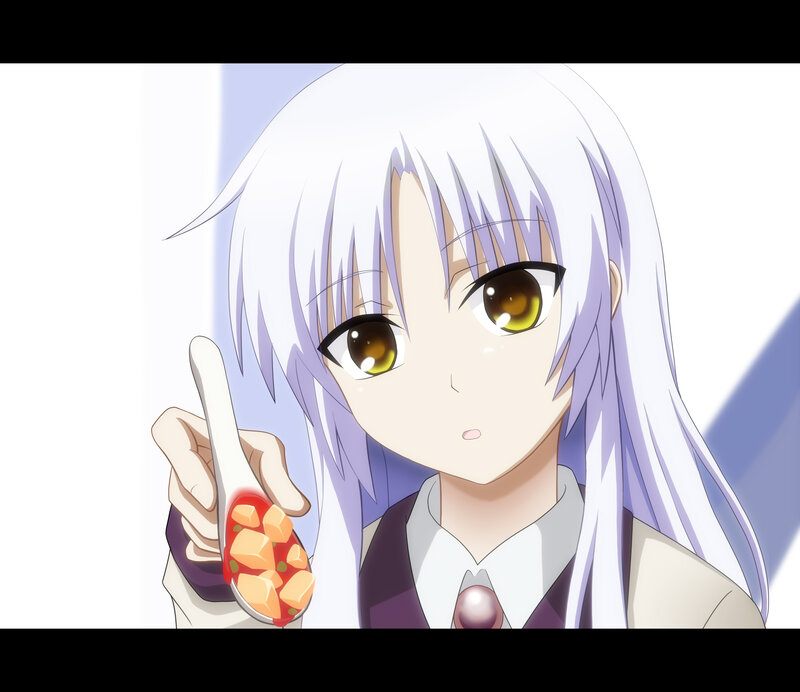 Anime Girl Holding Spoon — White