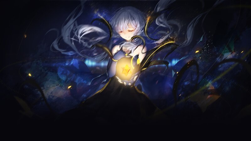 Anime Girl Holding Star — Blue, Dramatic