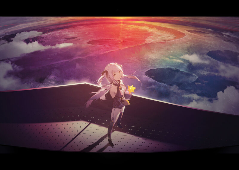 Anime Girl Holding Star — Purple, Dramatic