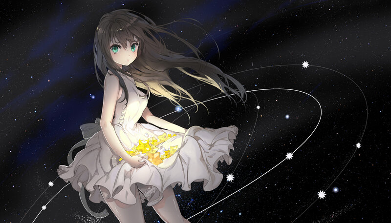 Anime Girl Holding Stars