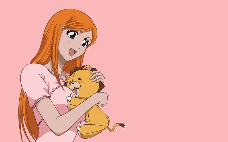 anime girl holding stuffed animal