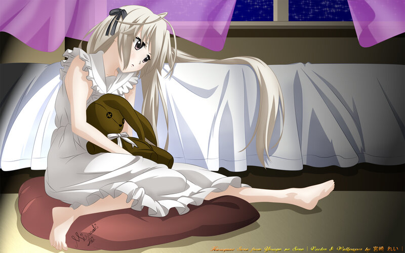 Anime Girl Holding Stuffed Rabbit