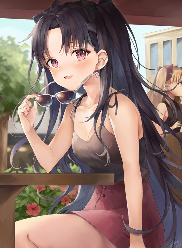 Anime Girl Holding Sunglasses