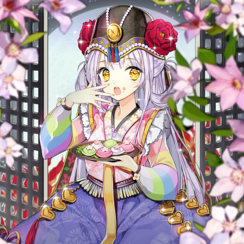 Anime Girl Holding Sweets — Purple