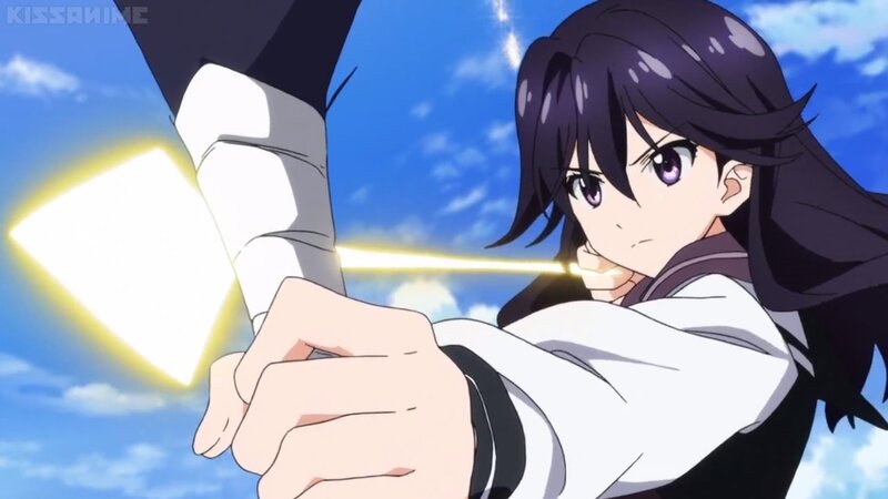 Anime Girl Holding Sword — Blue, Dramatic, Afternoon