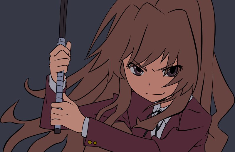 Anime Girl Holding Sword — Brown