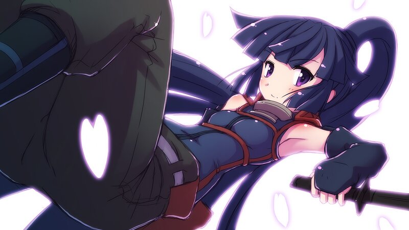 Anime Girl Holding Sword — Purple, Dramatic, Heart Shape