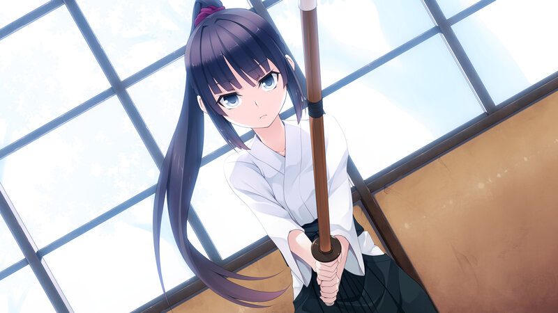 Anime Girl Holding Sword — White, Determined