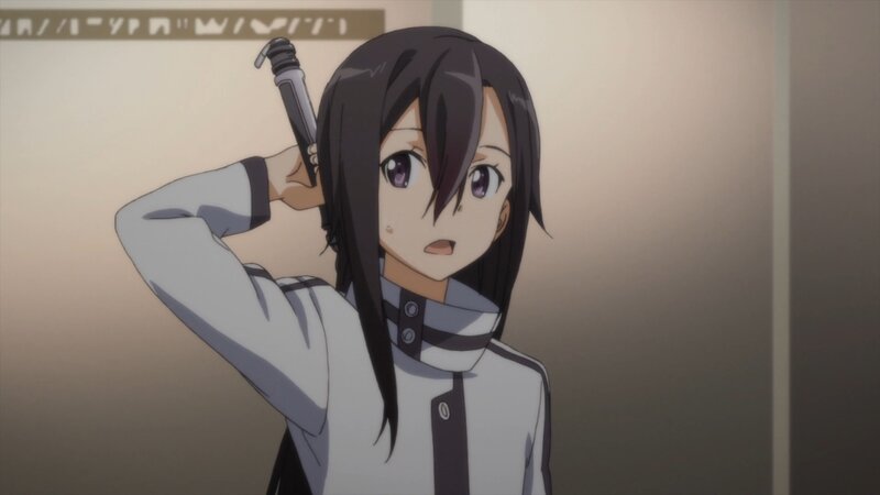 Anime Girl Holding Sword — White, Surprised