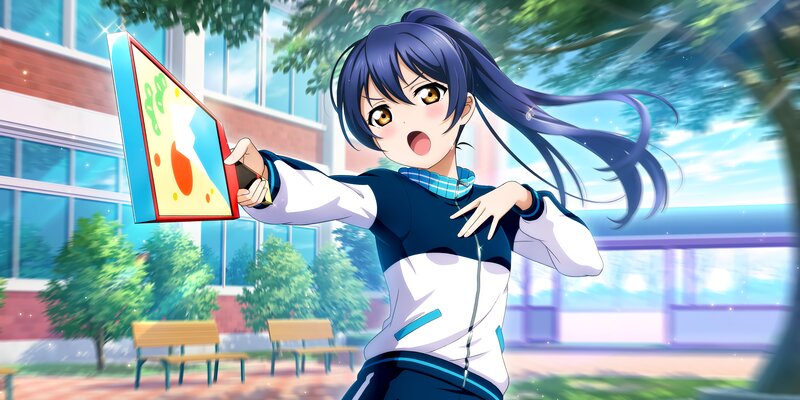 Anime Girl Holding Tablet — Blue