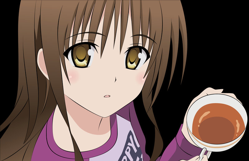 anime girl holding tea cup