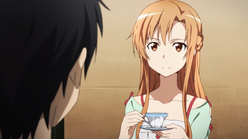 anime girl holding tea cup