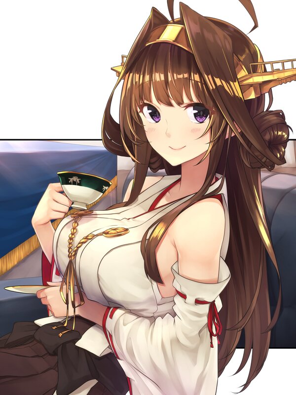 Anime Girl Holding Tea Cup — Brown, Calm