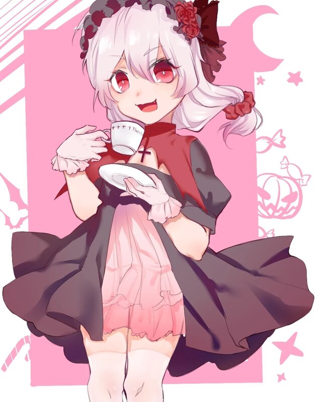 Anime Girl Holding Tea Cup — Pink