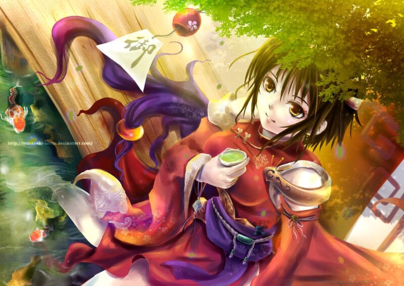 Anime Girl Holding Tea