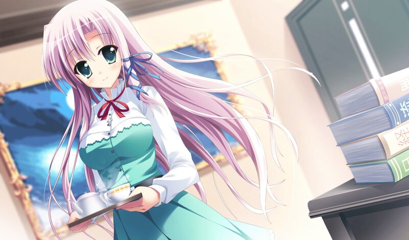 Anime Girl Holding Tea Tray — Pink