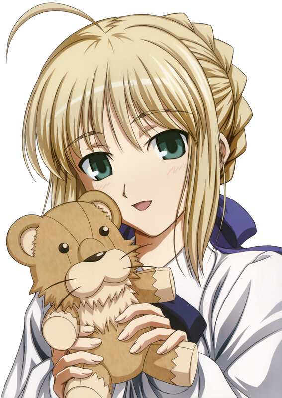 anime girl holding teddy bear
