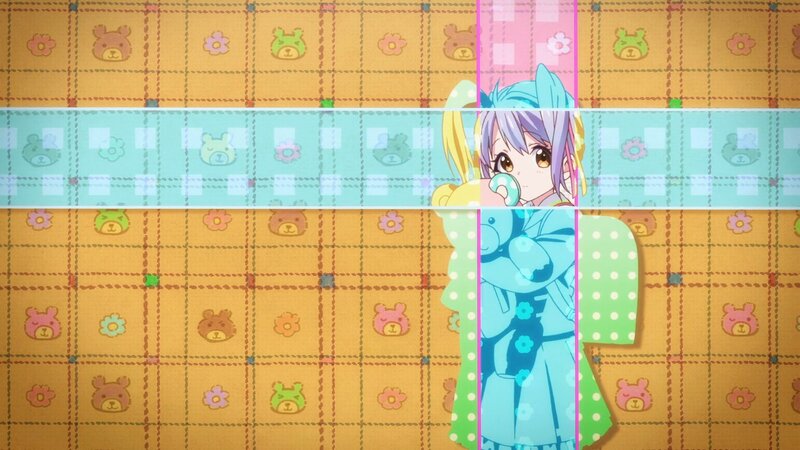 Anime Girl Holding Teddy Bear — Blue, Playful