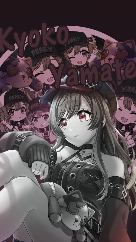 Anime Girl Holding Teddy Bear — Gray, Dramatic