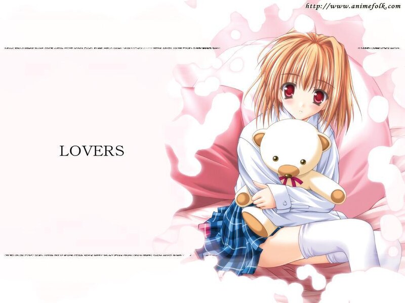Anime Girl Holding Teddy Bear — Pink