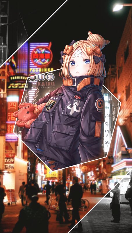 Anime Girl Holding Teddy Bear — Purple, Nocturnal