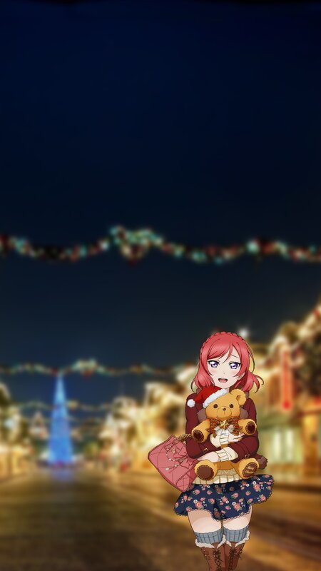 Anime Girl Holding Teddy Bear — Red