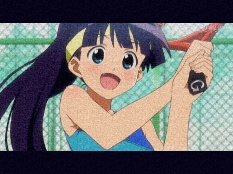 anime girl holding tennis racket