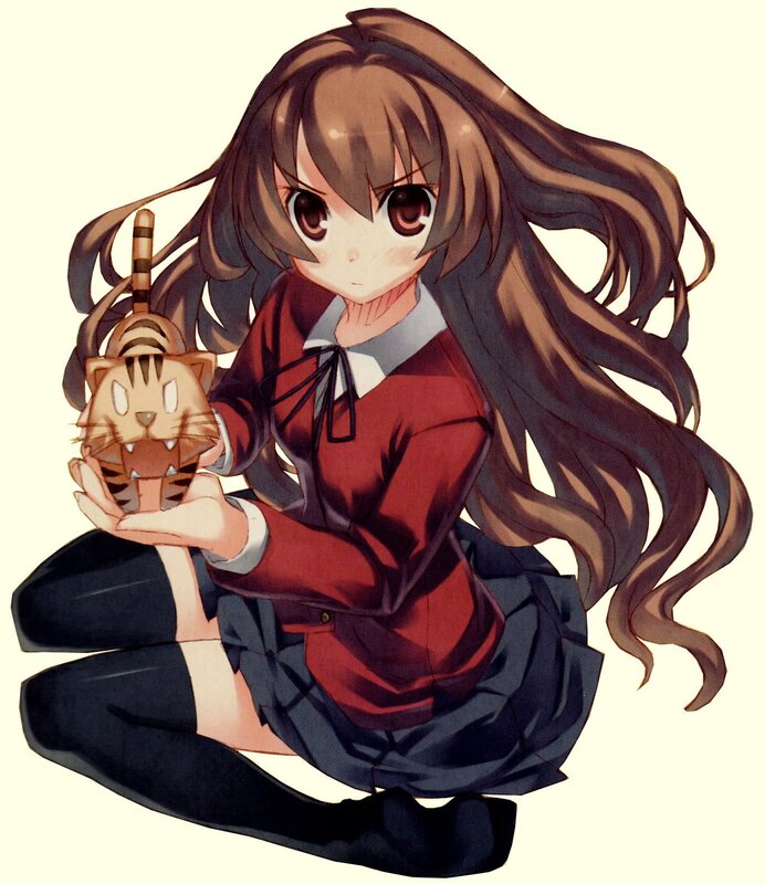 anime girl holding tiger figurine