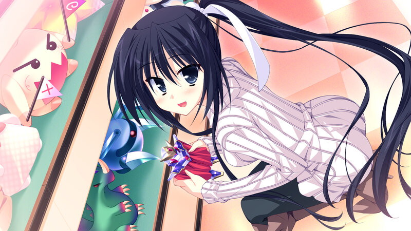 Anime Girl Holding Toy — Black
