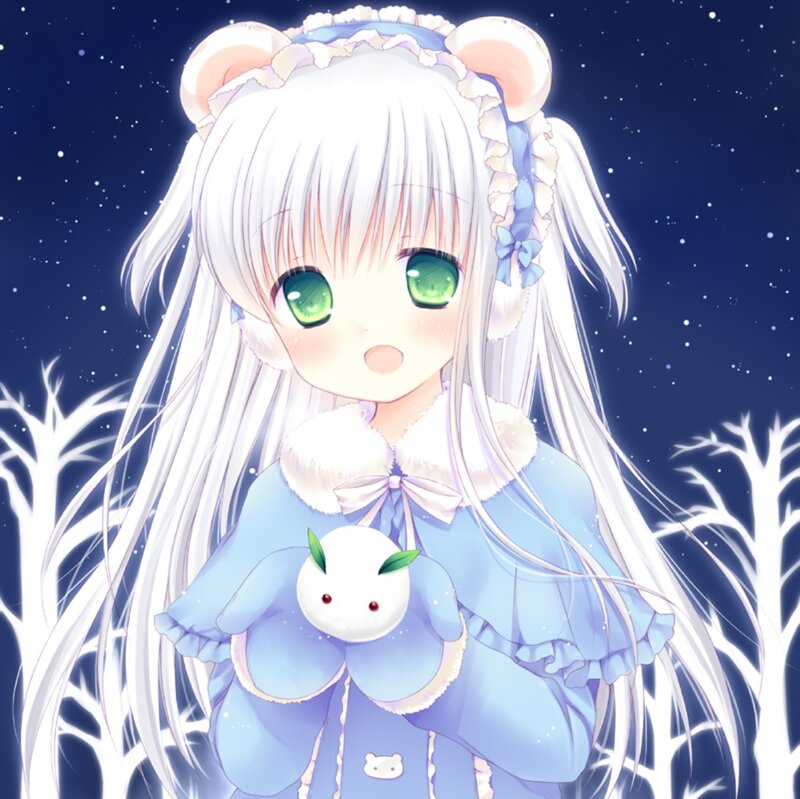 Anime Girl Holding Toy — Blue