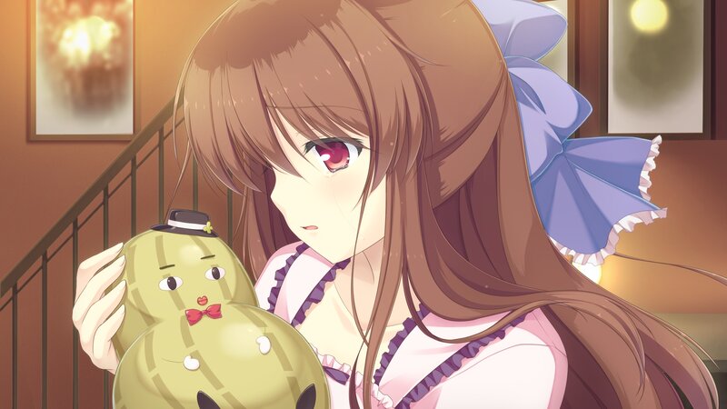 Anime Girl Holding Toy — Brown