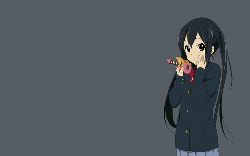 Anime Girl Holding Toy — Gray, Neutral