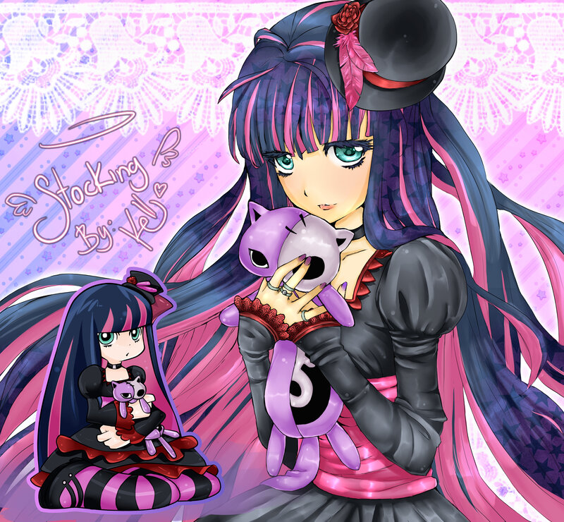 Anime Girl Holding Toy — Purple