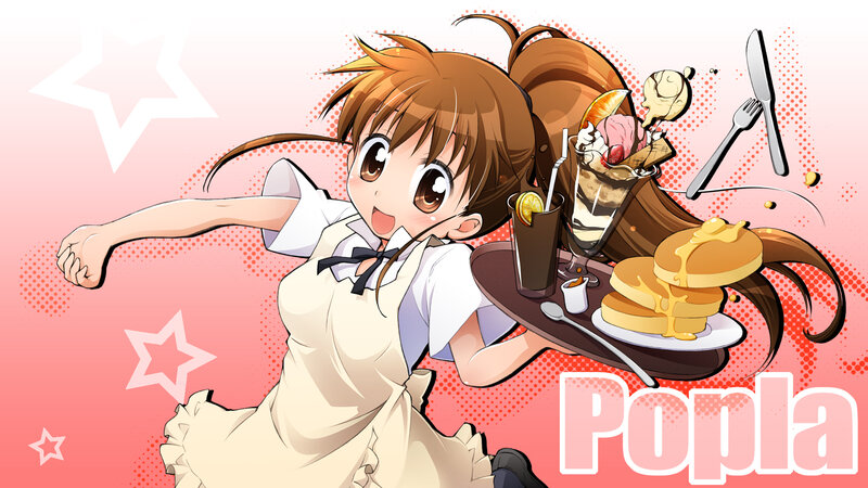 Anime Girl Holding Tray — Pink, Cheerful, Food