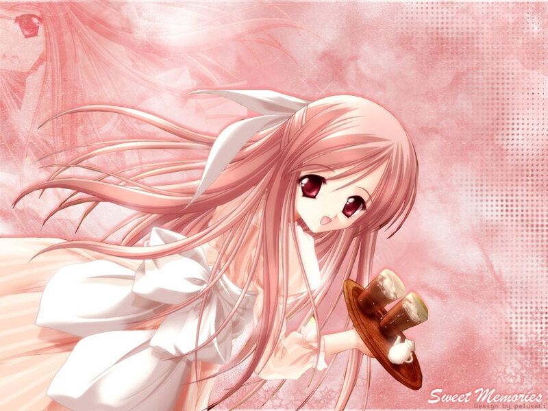 Anime Girl Holding Tray — Pink