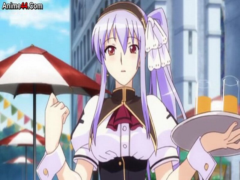 Anime Girl Holding Tray — Purple