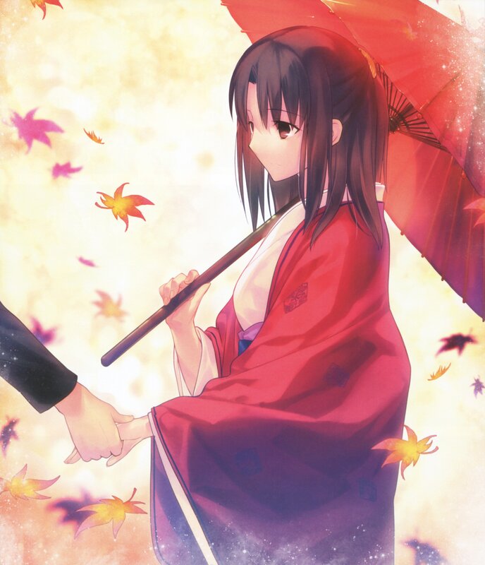 Anime Girl Holding Umbrella — Red