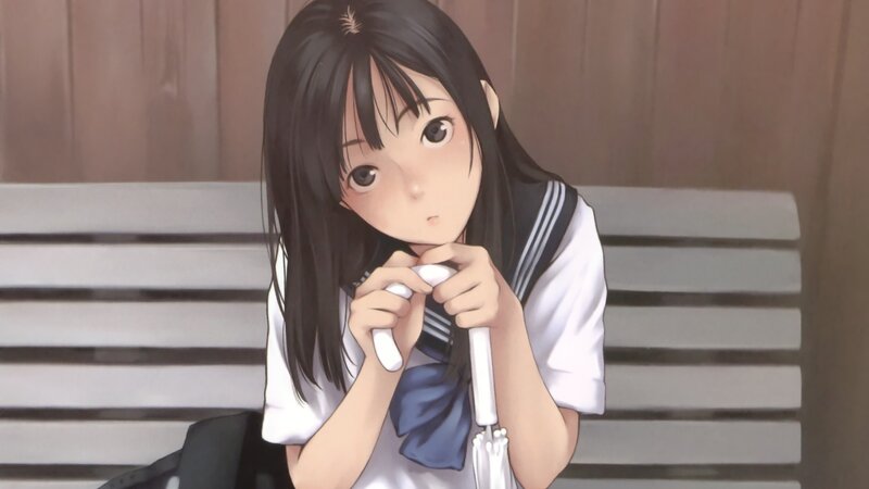 anime girl holding umbrella