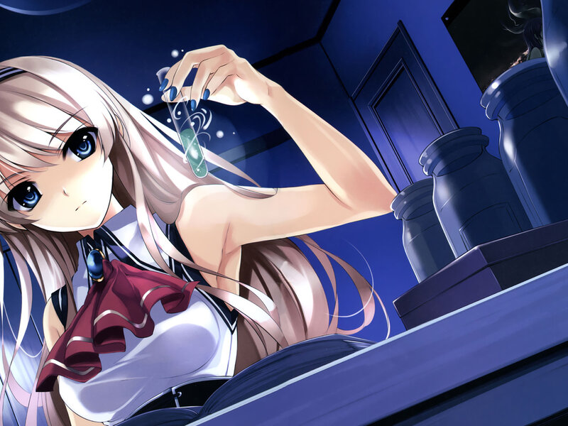 Anime Girl Holding Vial — Blue