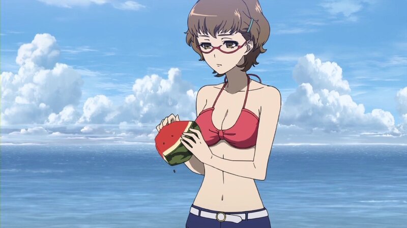 anime girl holding watermelon