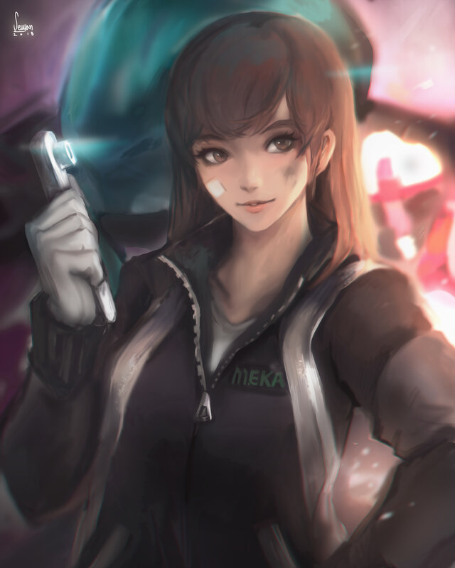 Anime Girl Holding Weapon — Black, Dramatic