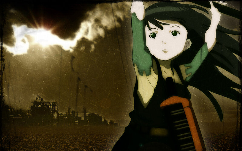 Anime Girl Holding Weapon — Black