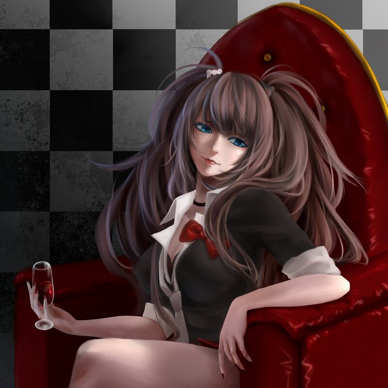 Anime Girl Holding Wine